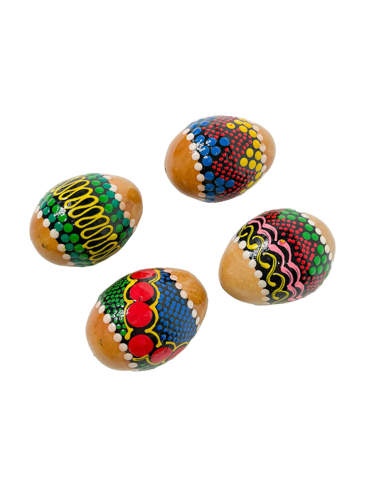 Dot Painted Wooden Egg Shakers Maracas