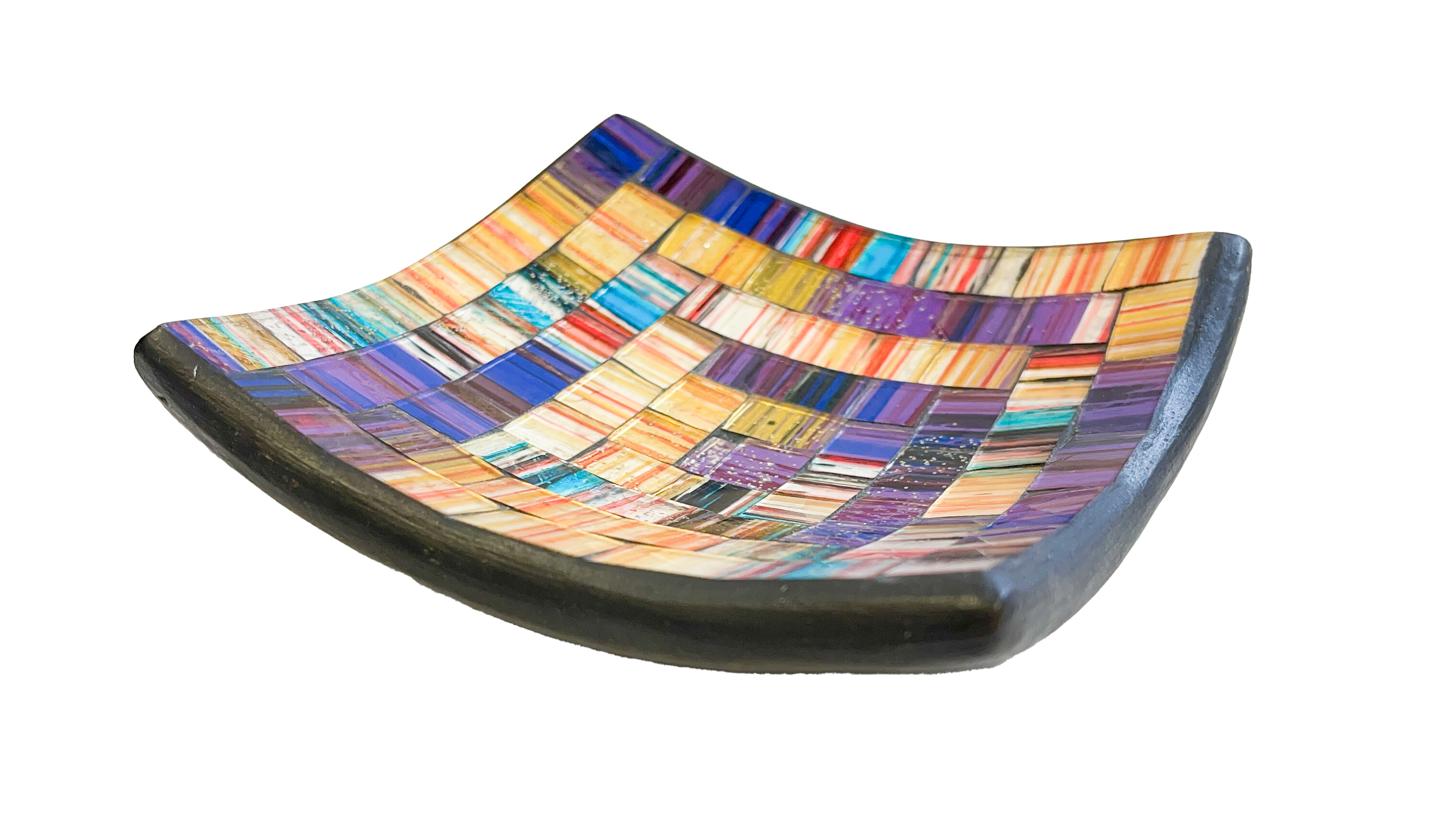 Square Mosaic Bowl - Purple/Gold