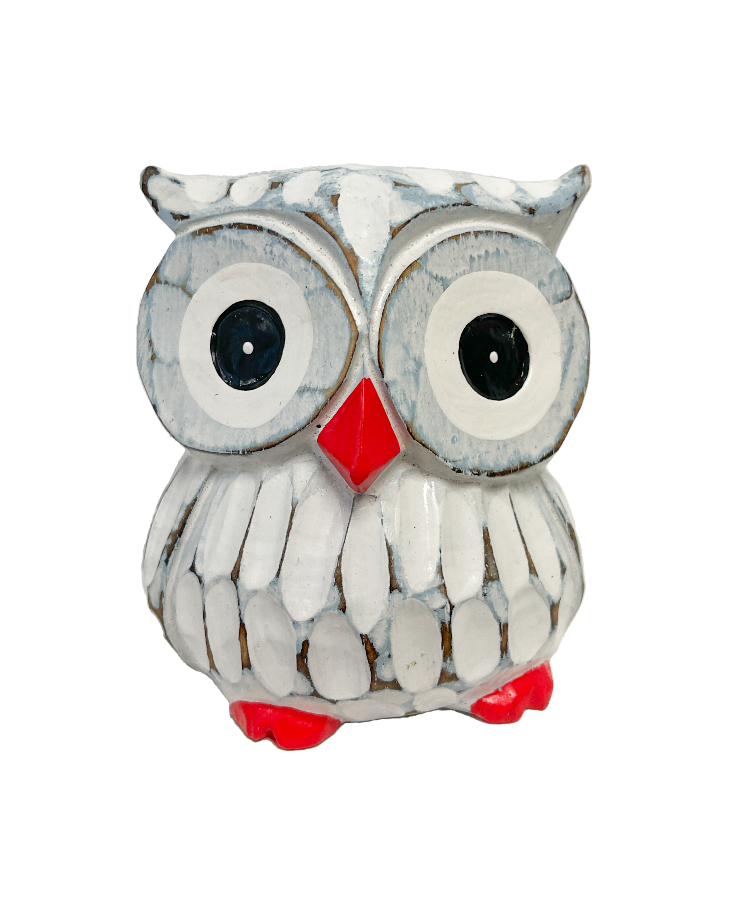 Painted Wooden Owls Blue & White - Set of 3