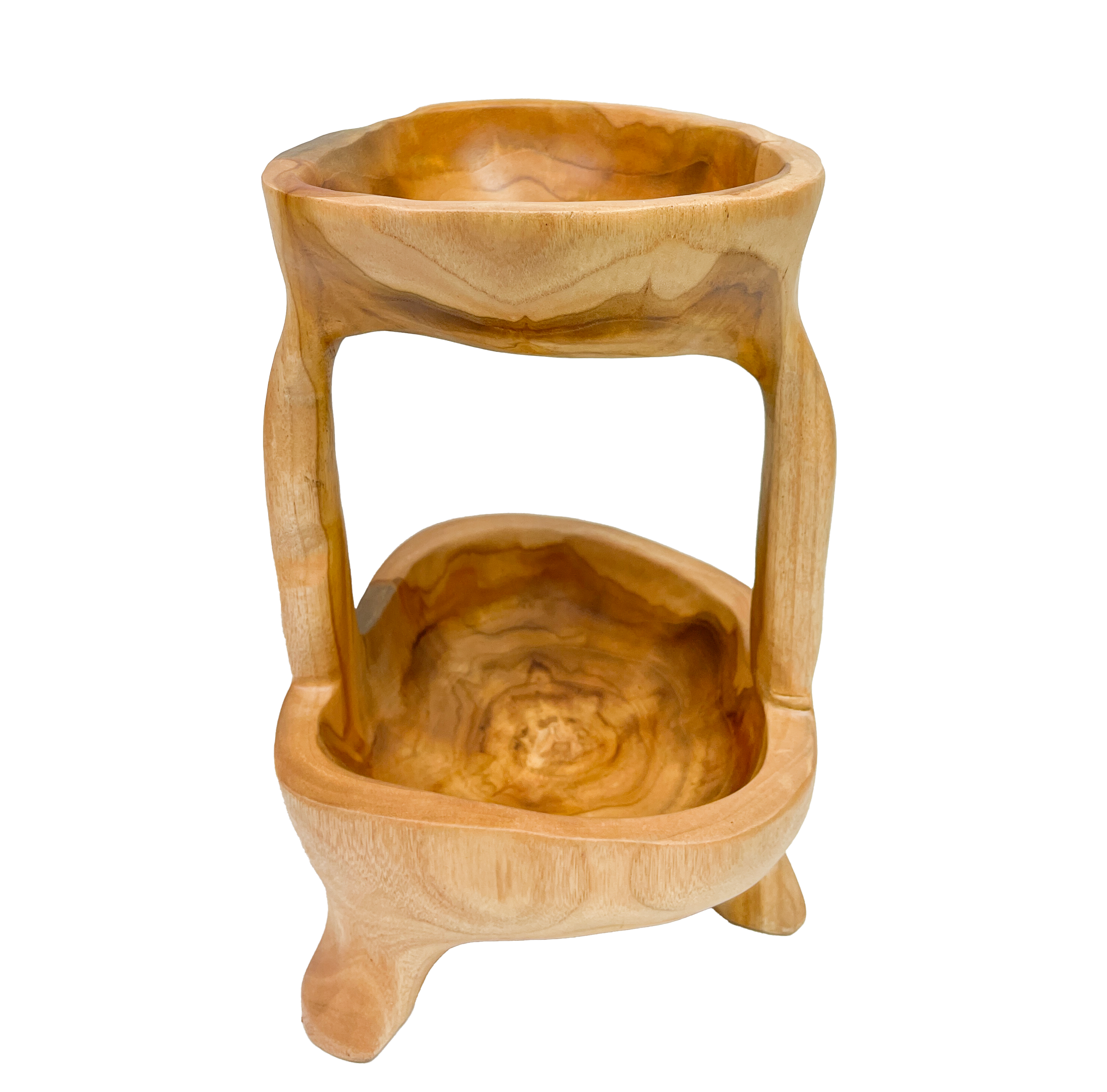 Teak Wood Double Bowl