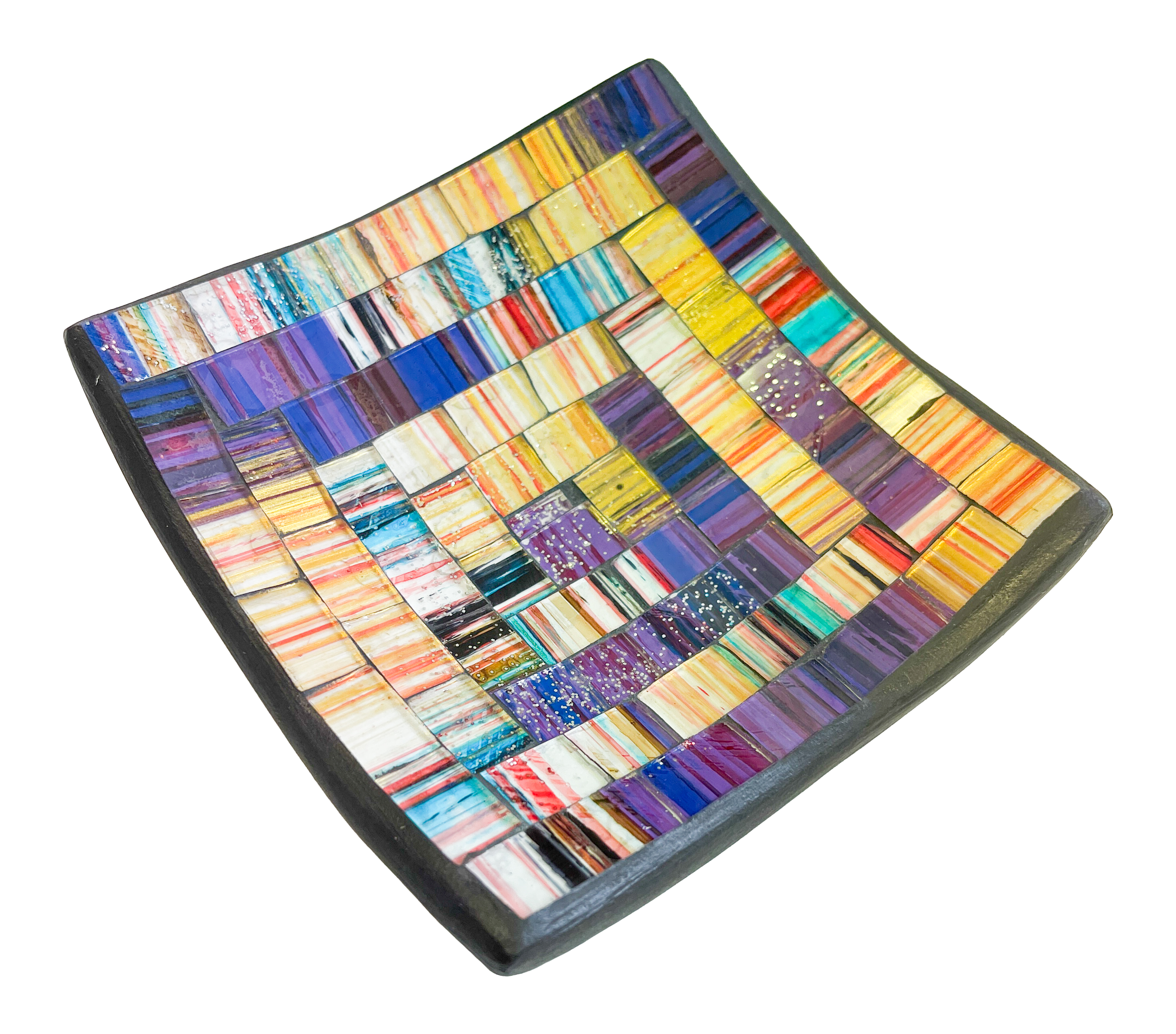 Square Mosaic Bowl - Purple/Gold