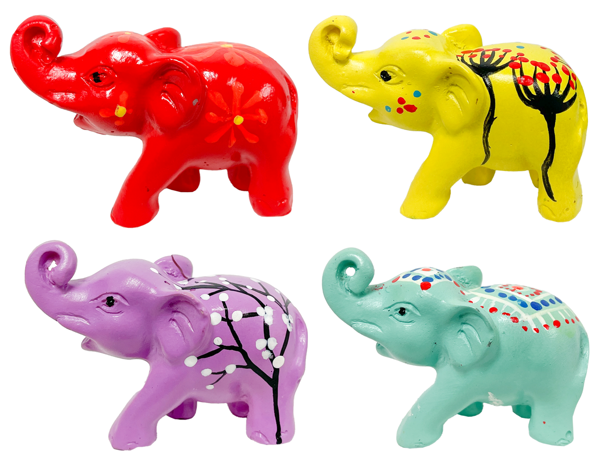 Painted Resin Elephants - Small