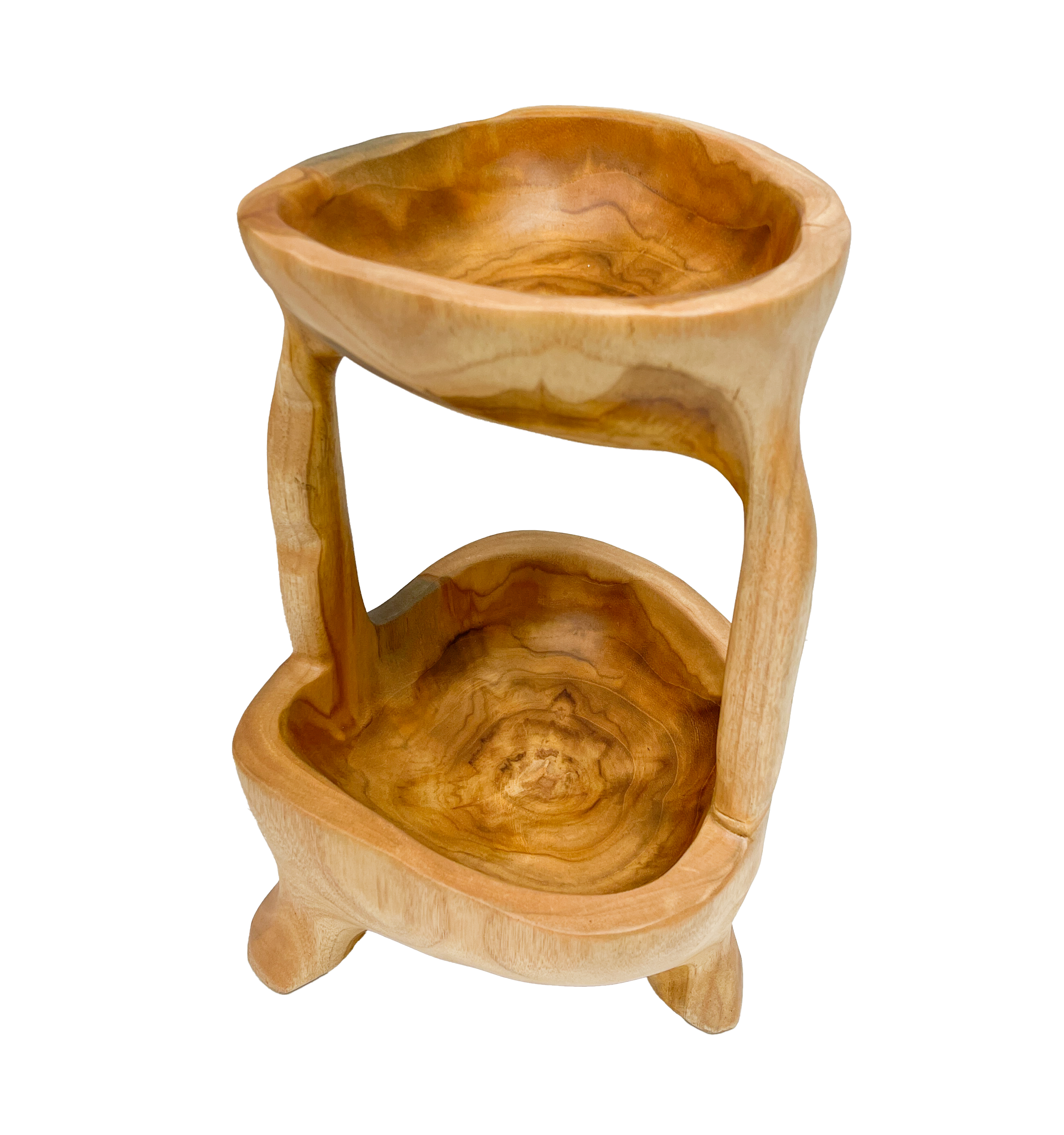 Teak Wood Double Bowl