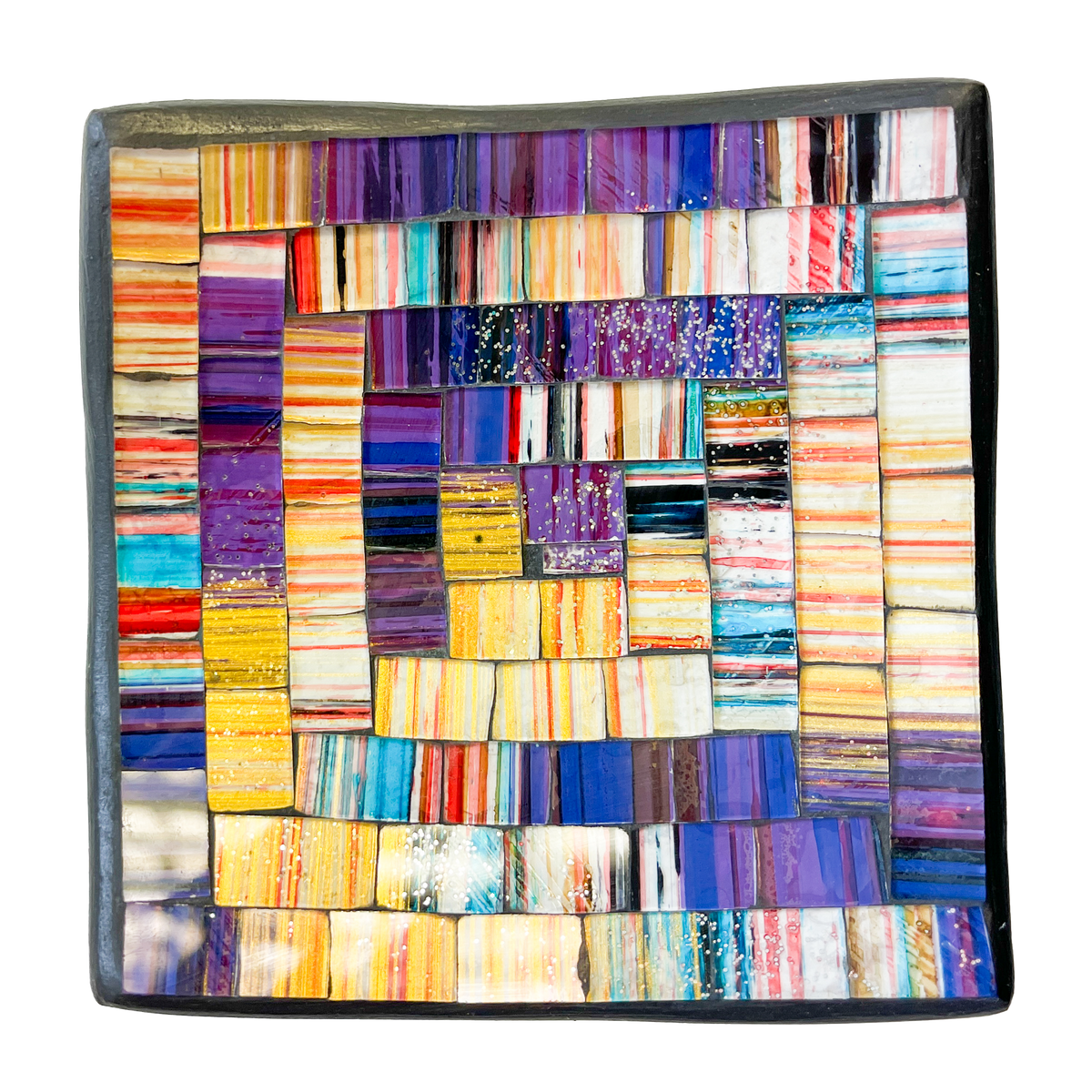 Square Mosaic Bowl - Purple/Gold