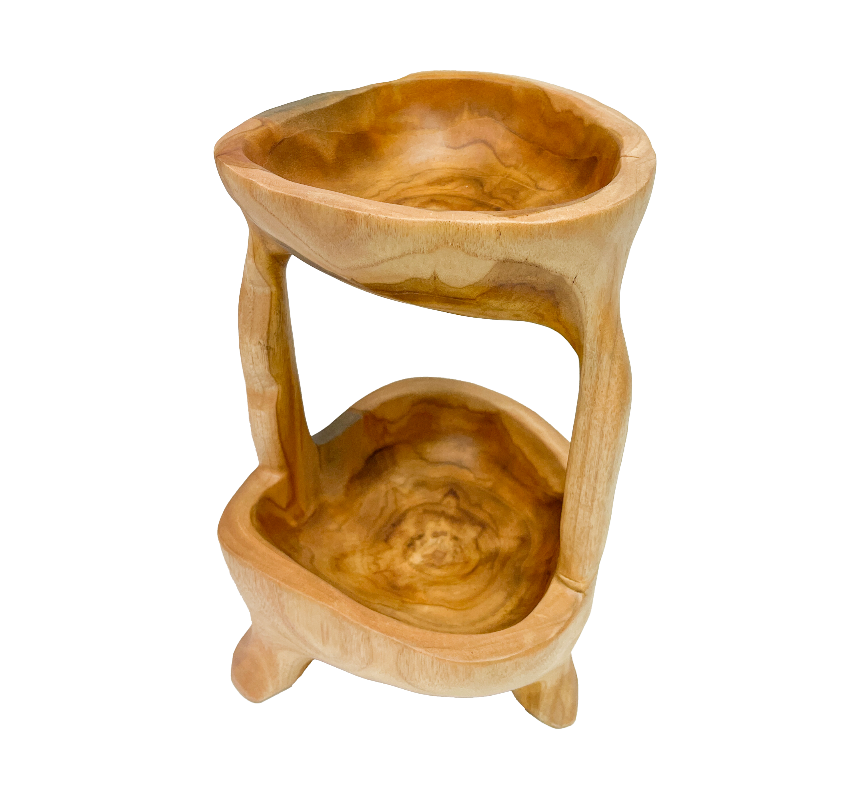 Teak Wood Double Bowl
