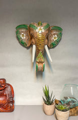 Elephant Mask - Cream & Turquoise