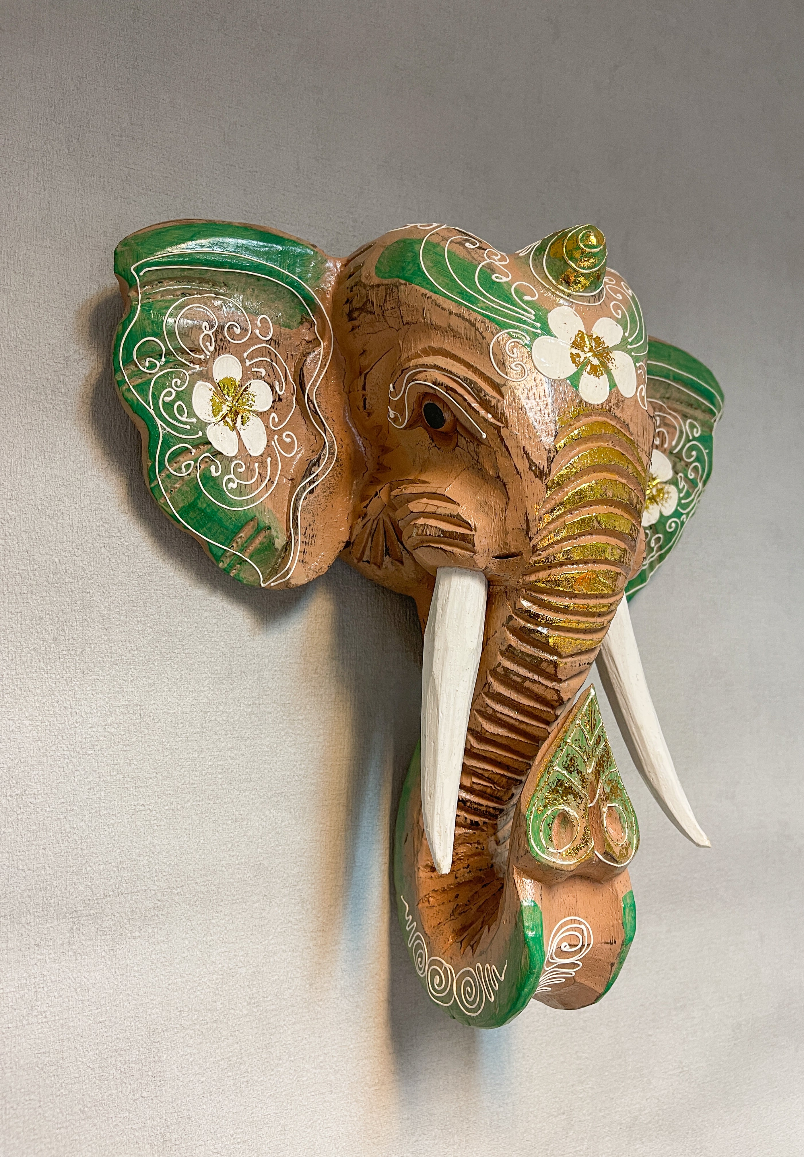 Elephant Mask - Cream & Turquoise