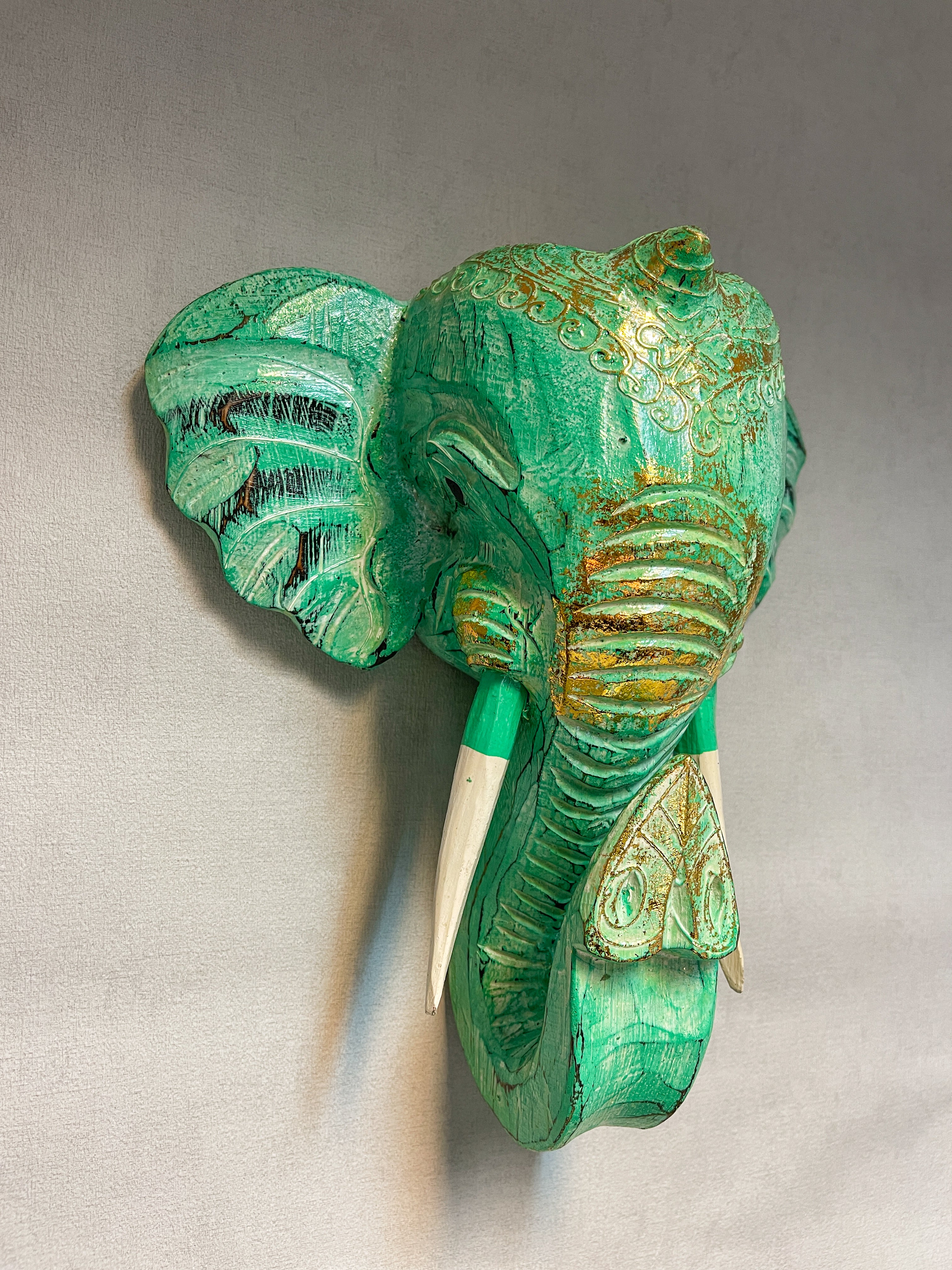 Elephant Mask - Green & Gold