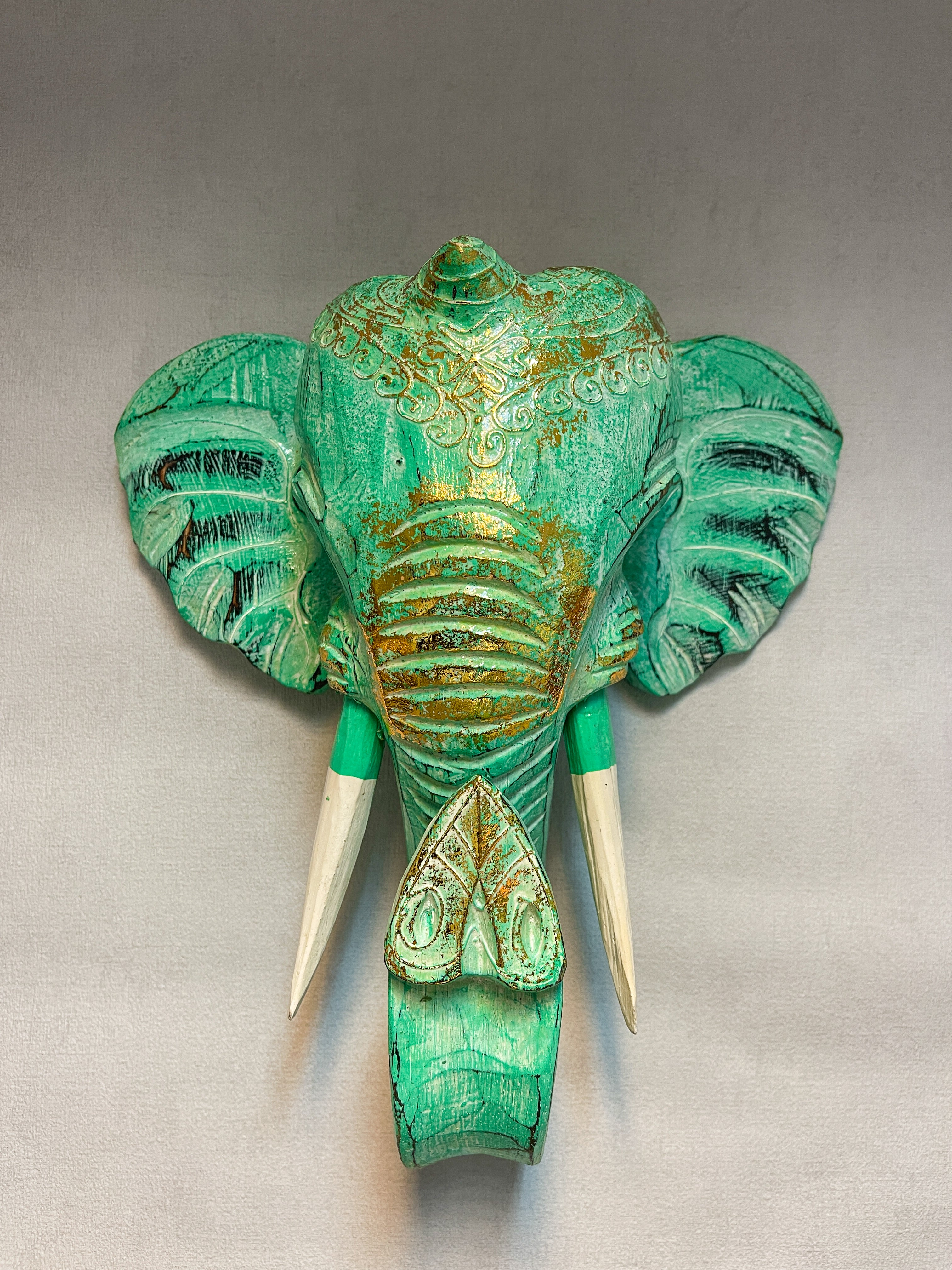 Elephant Mask - Green & Gold