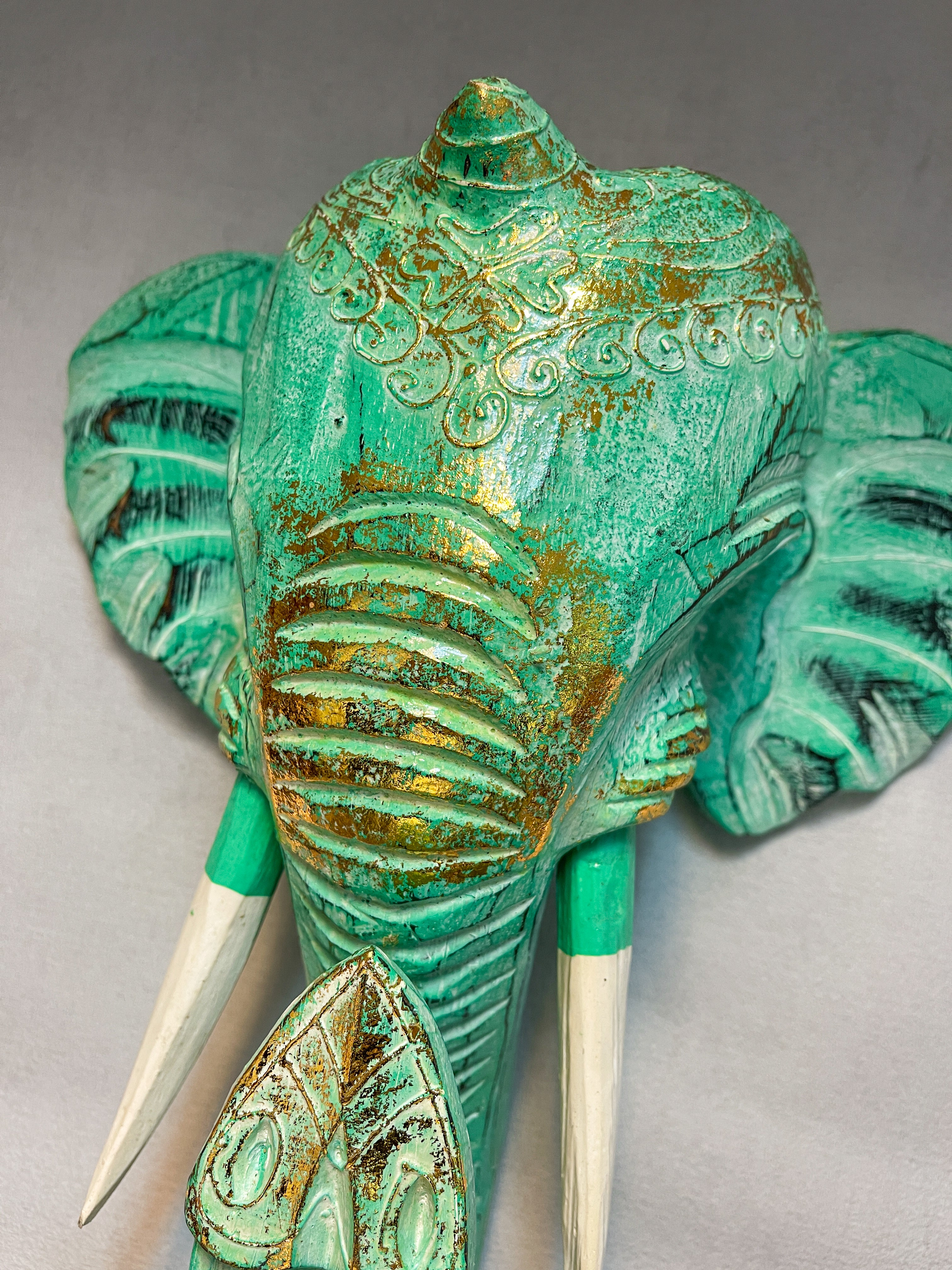 Elephant Mask - Green & Gold