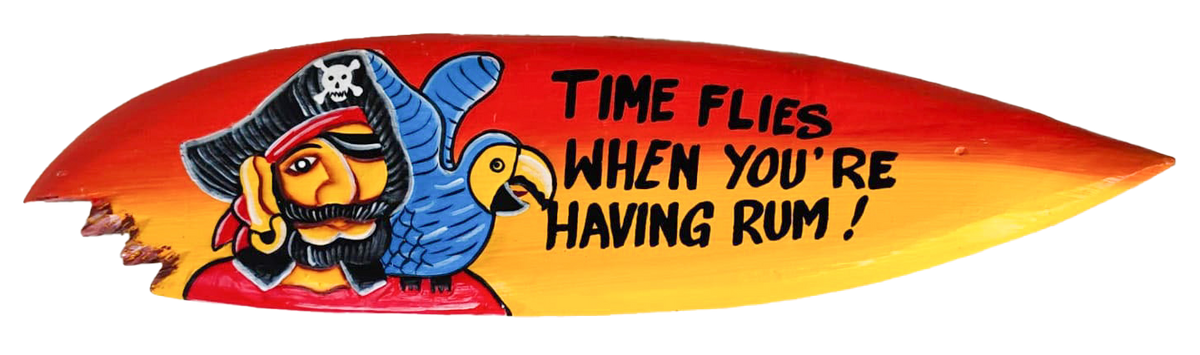 Wood Surf Board Sign - Time Flies When You're Having Rum 60cm