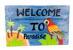 Wood Signboard - Welcome To Paradise