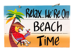 Wood Signboard - Relax We're On Beach Time