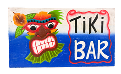 Wood Signboard - Tiki Bar Blue / White
