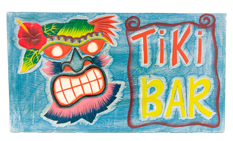 Wood Signboard Tiki Bar Blue