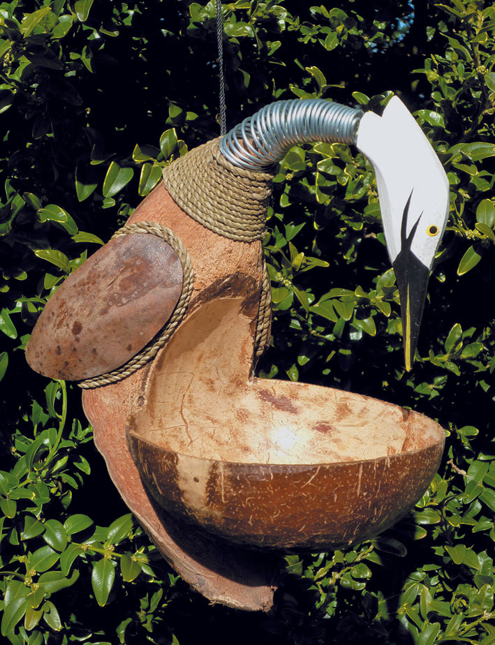 Coconut Bird Feeder - Heron