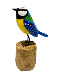 Handpainted Carved Wooden Blue Tit