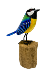 Handpainted Carved Wooden Blue Tit