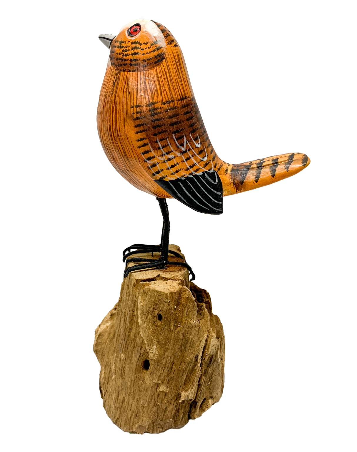 Handpainted Carved Wooden Wren