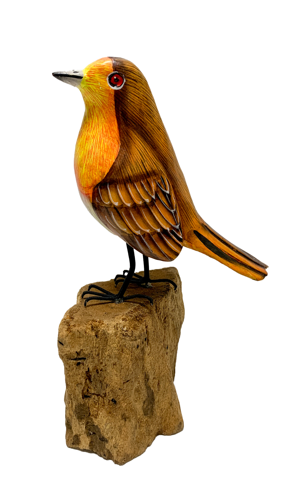Handpainted Carved Wooden Robin