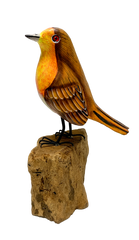 Handpainted Carved Wooden Robin