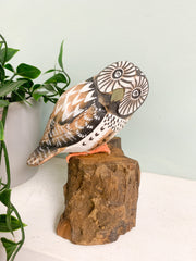 Handpainted Carved Wooden Owl - Brown