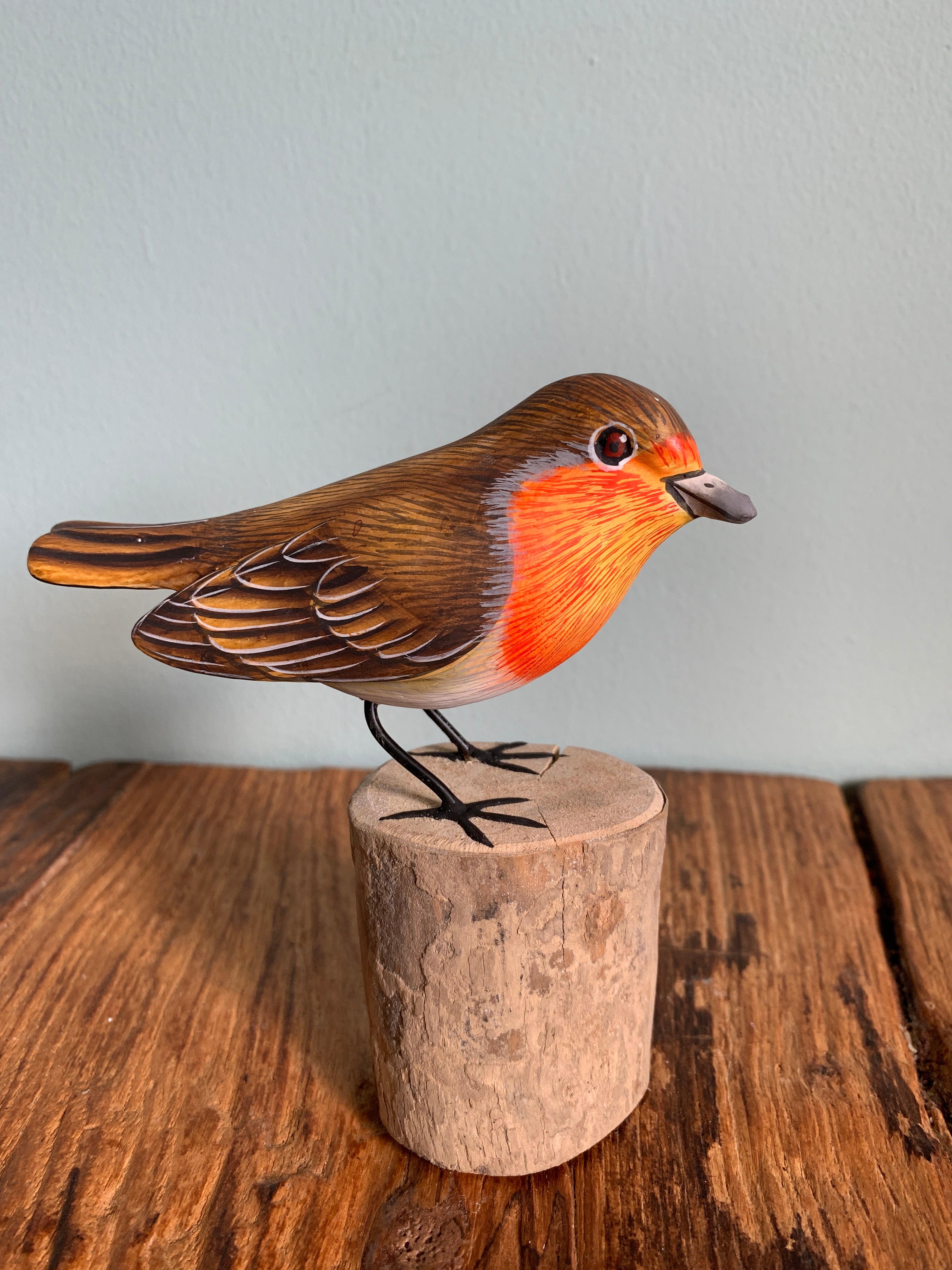 Robin Carving Pattern Handpainted Carved Wooden Robin on Wood – My Family House