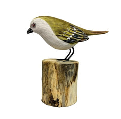 Handpainted Carved Goldcrest on Wood