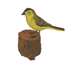 Handpainted Carved Yellow Wagtail