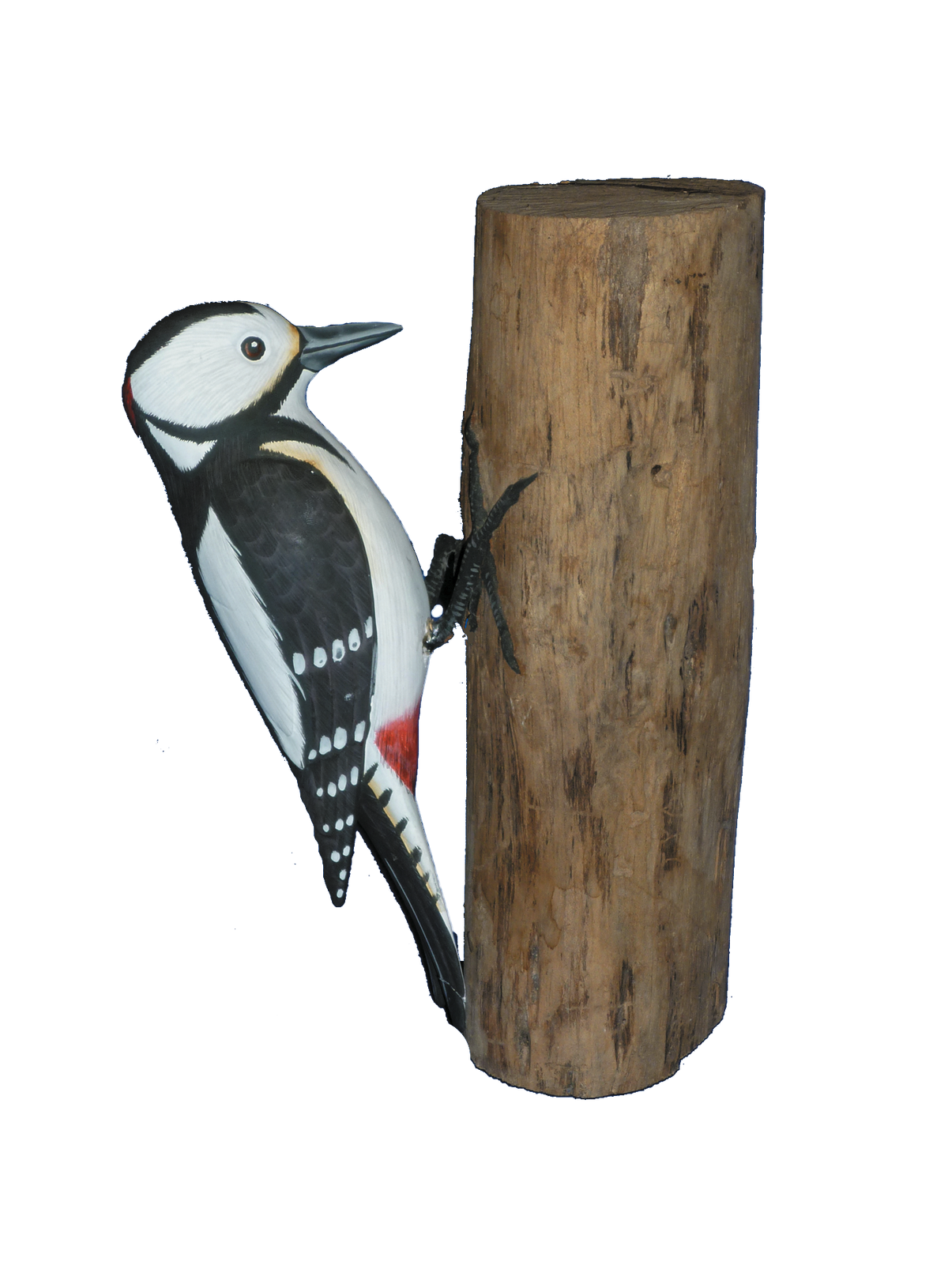 Handpainted Carved  Spotted Woodpecker on Wood
