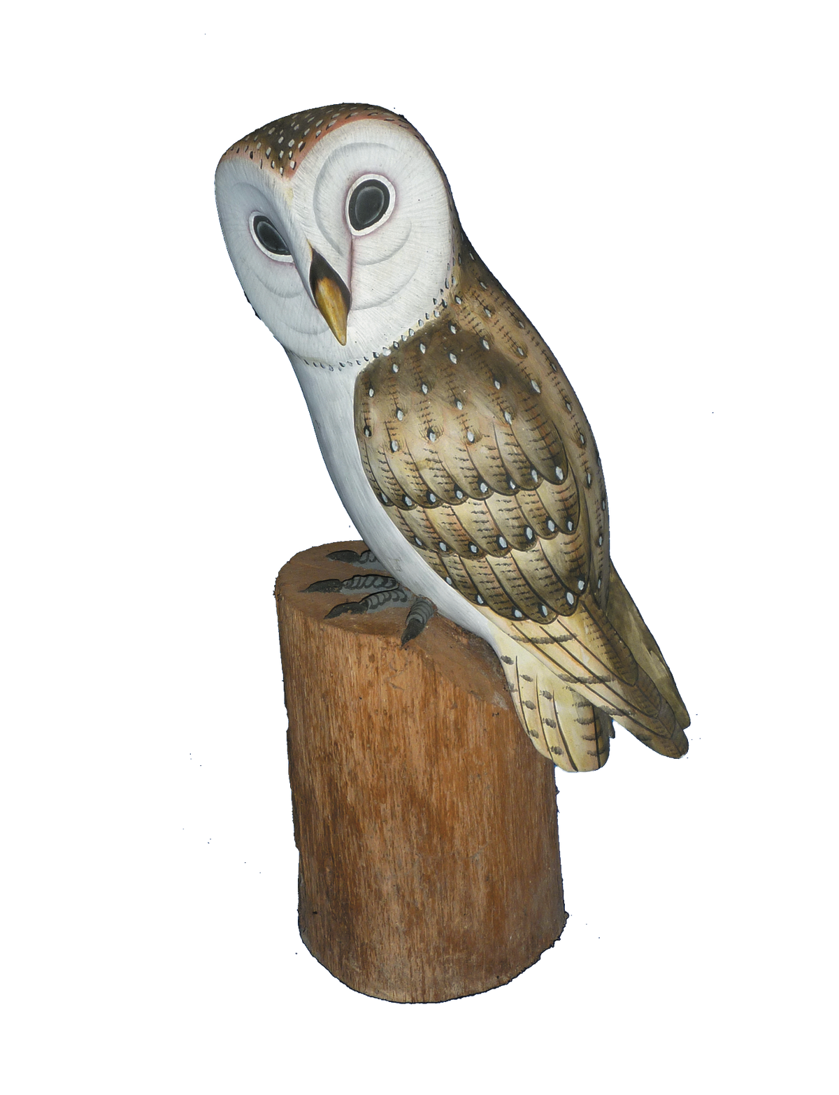 Handpainted Carved Wooden Barn Owl