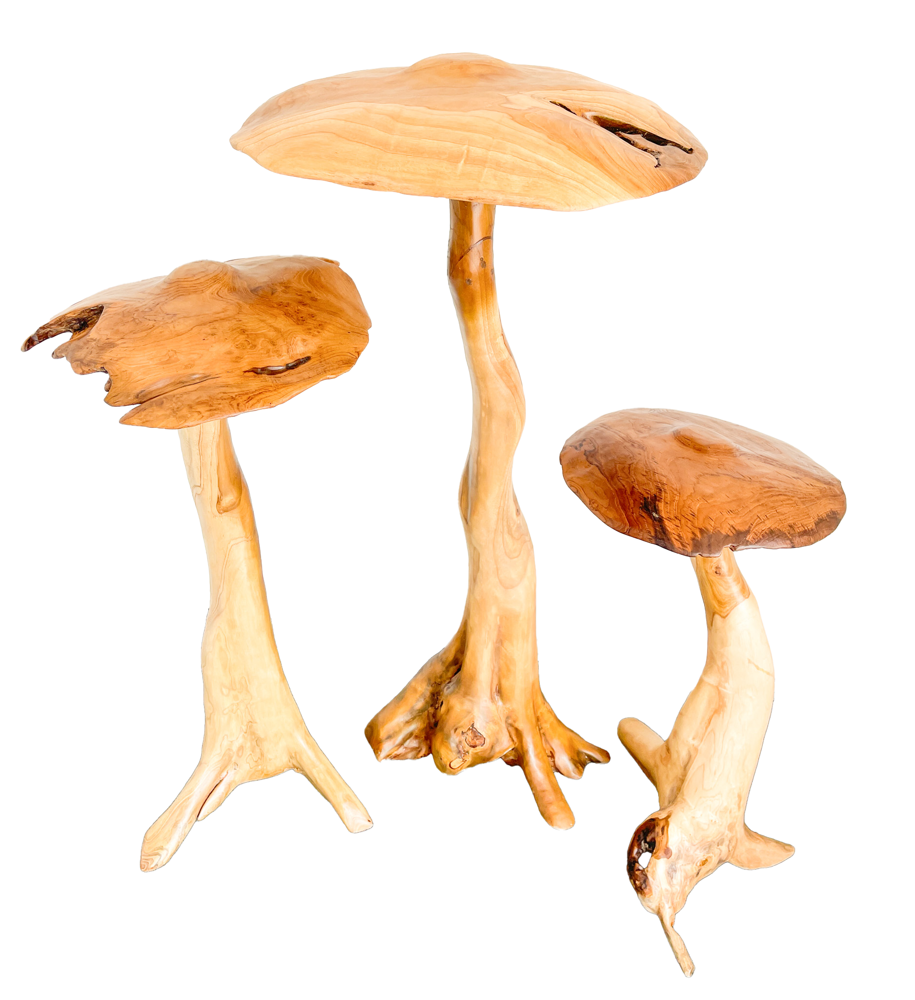 Large Teak Mushroom Set of Three - 80cm, 100cm and 120cm
