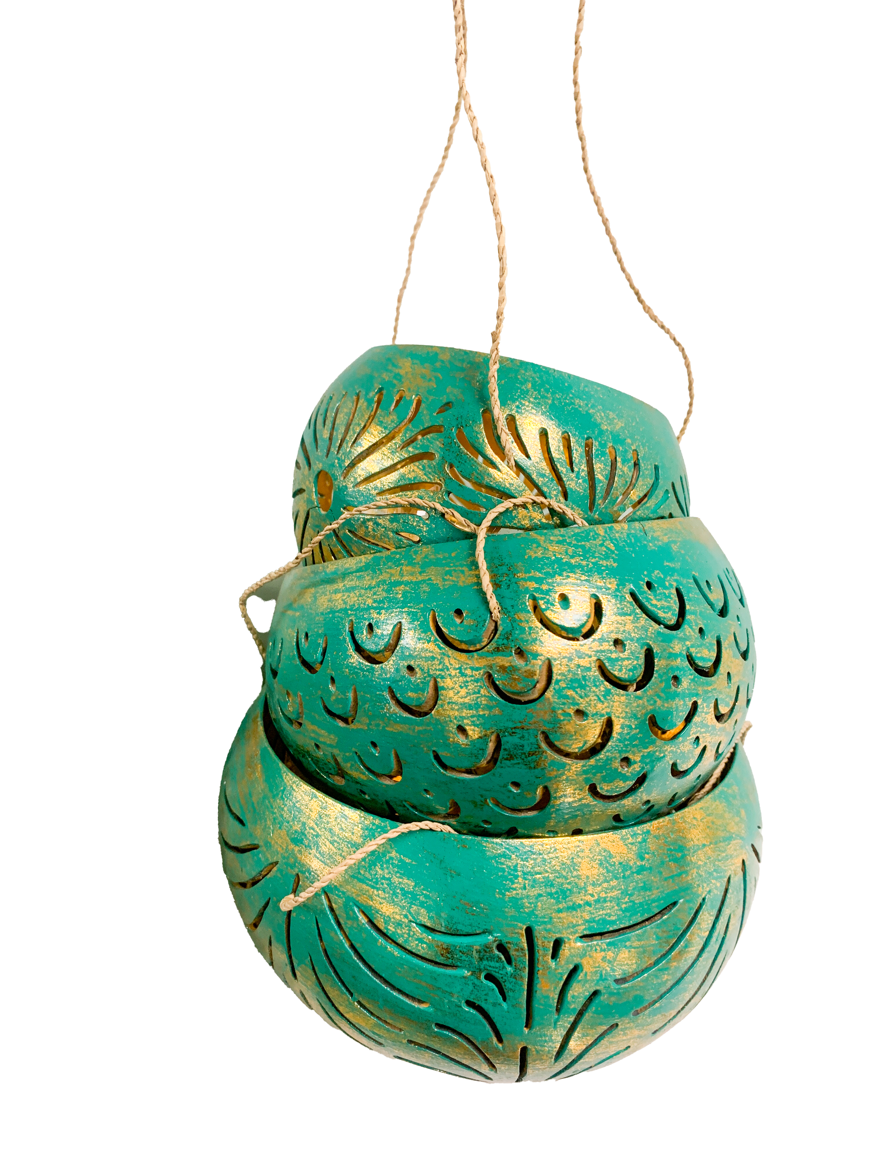 Coconut Candle Holders Green - Set of Three