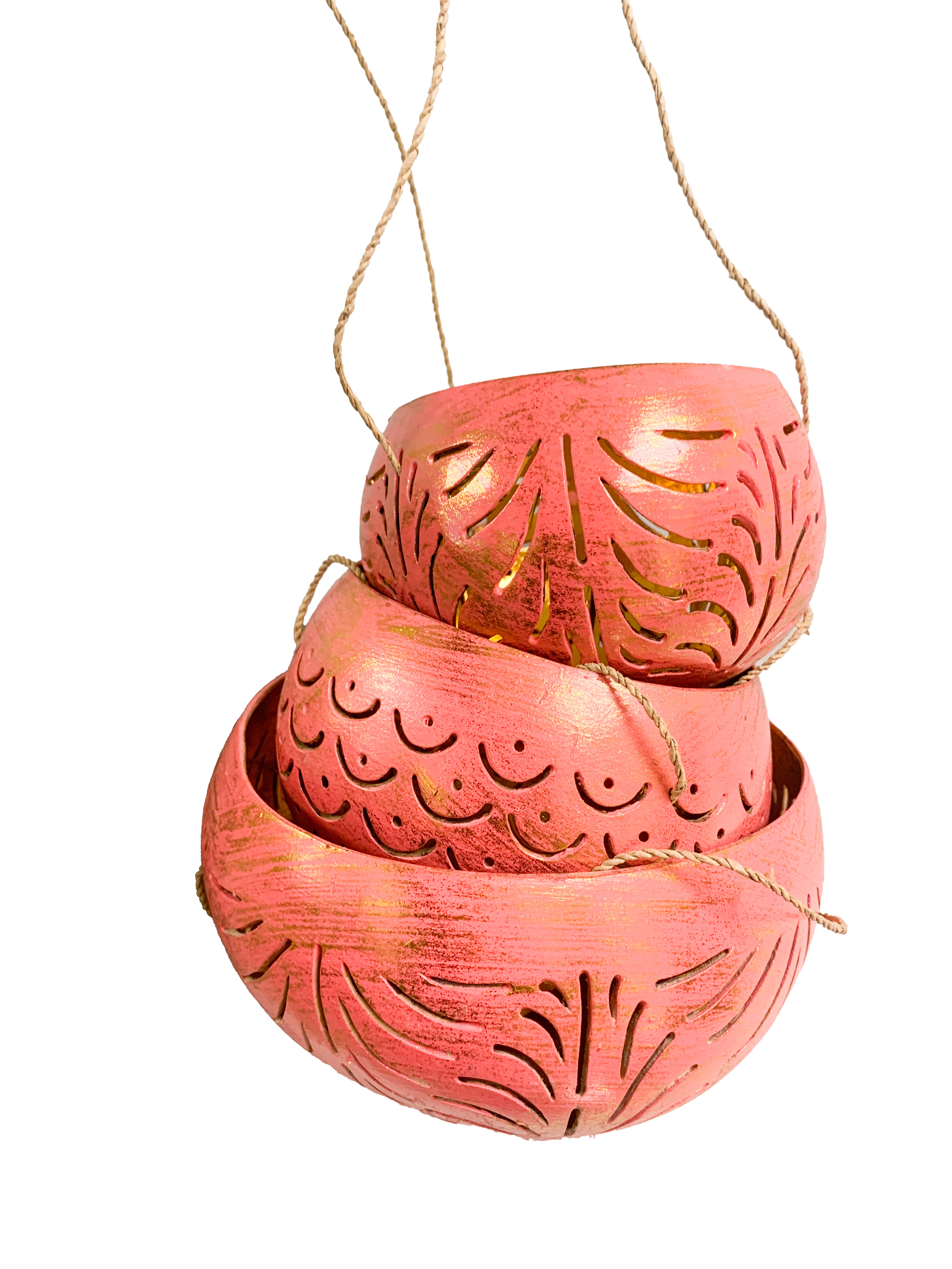 Coconut Candle Holders Pink - Set of Three