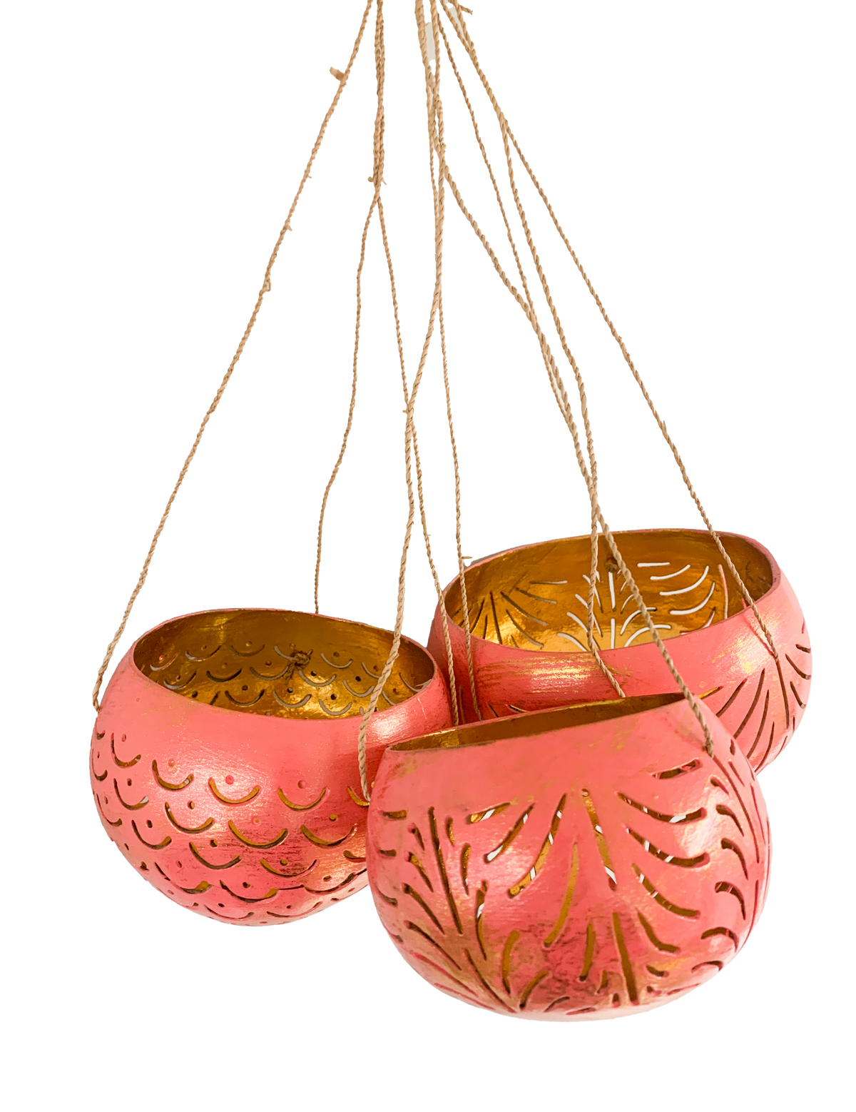 Coconut Candle Holders Pink - Set of Three
