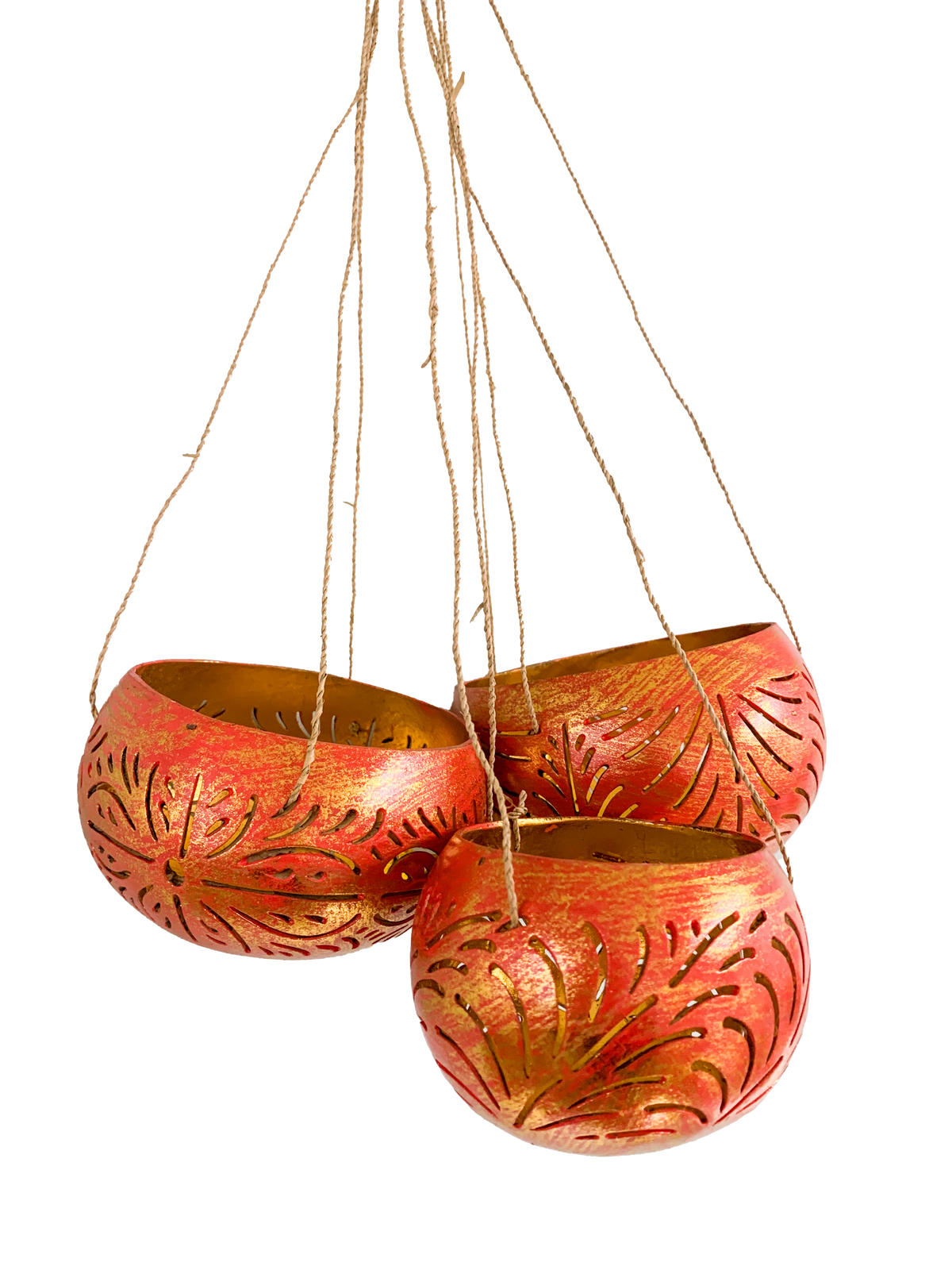 Coconut Candle Holders Red - Set of Three
