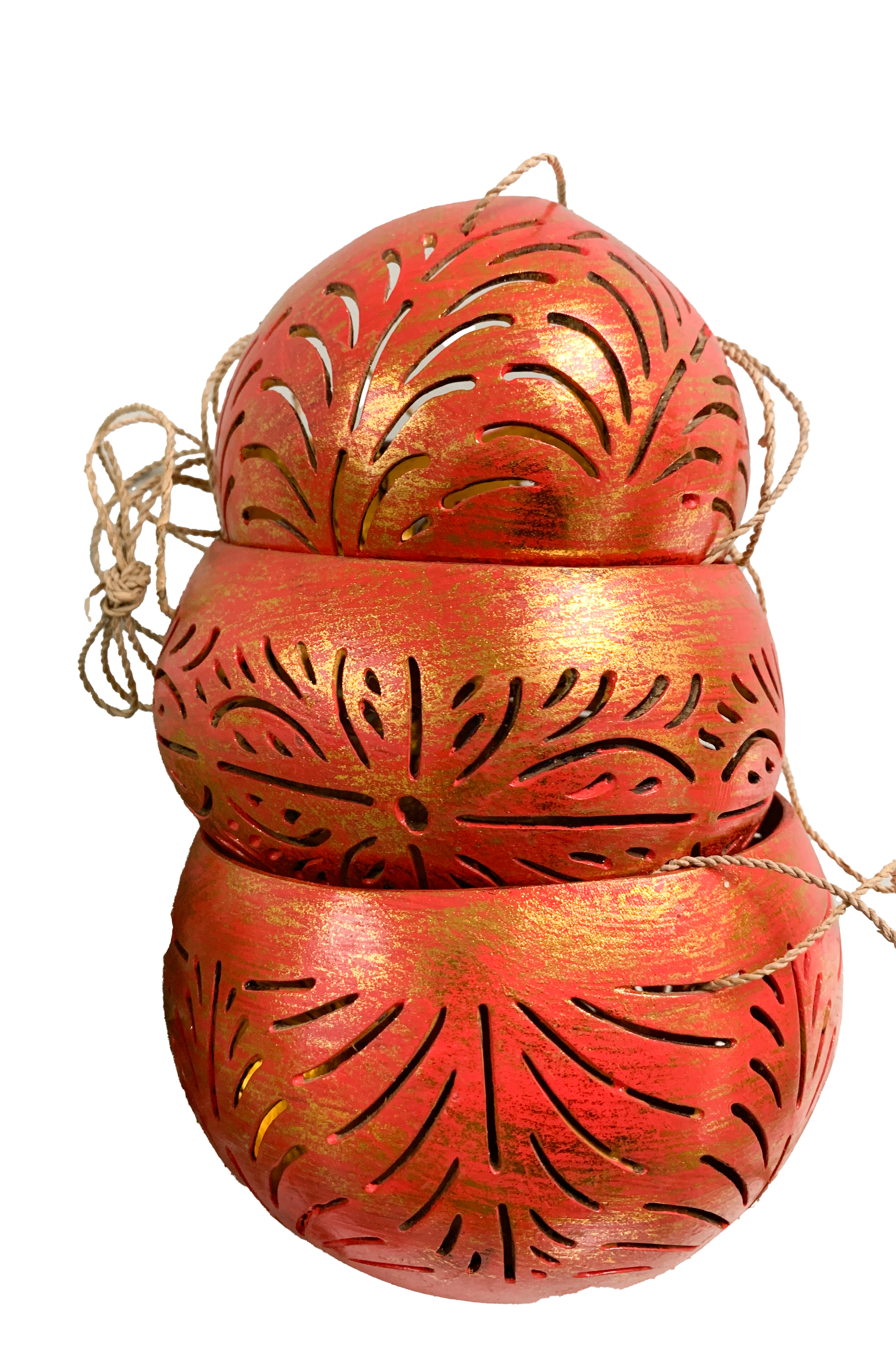 Coconut Candle Holders Red - Set of Three
