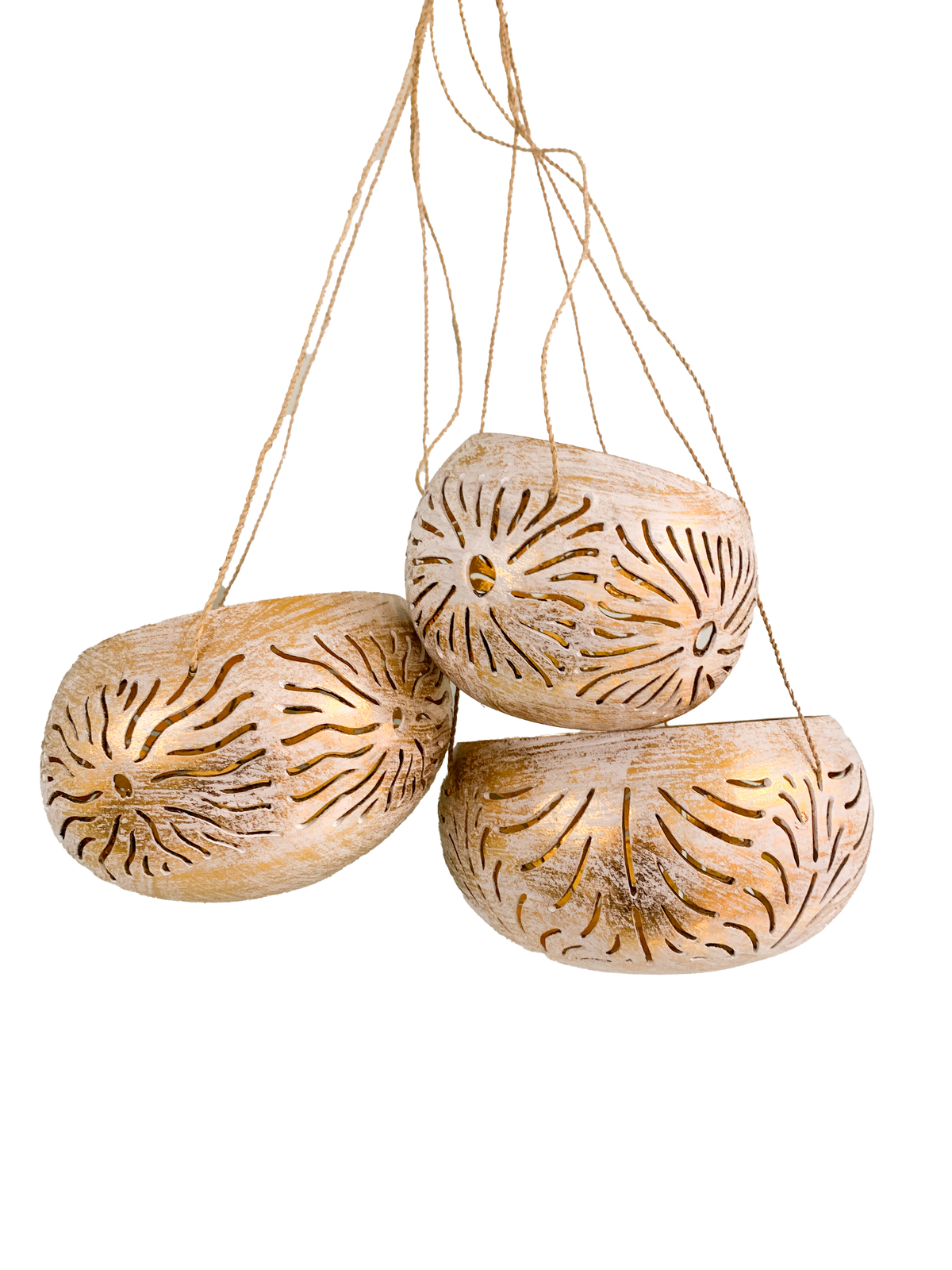 Coconut Candle Holders White - Set of Three