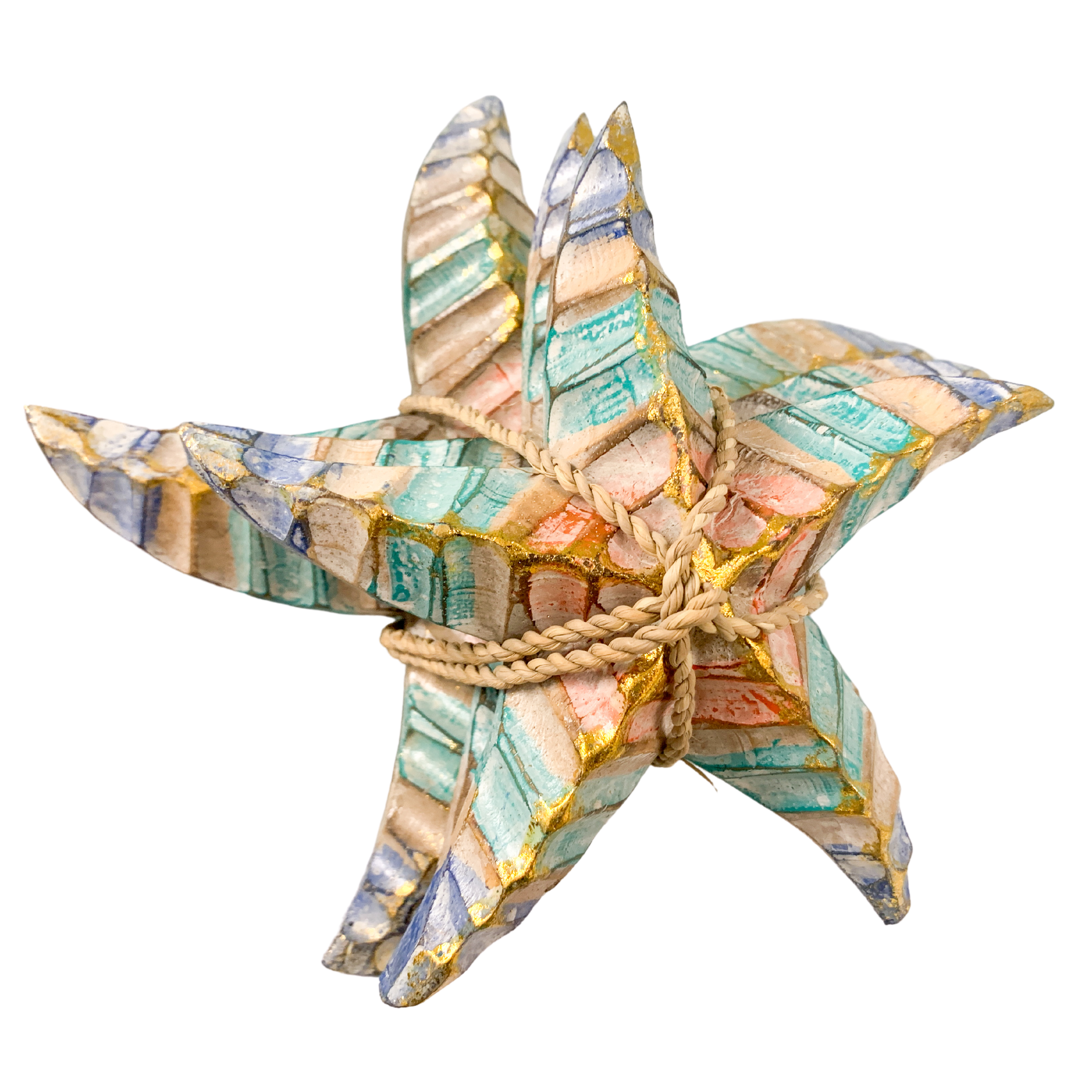 Wooden Starfish Hanging Set of 3 - Multicoloured