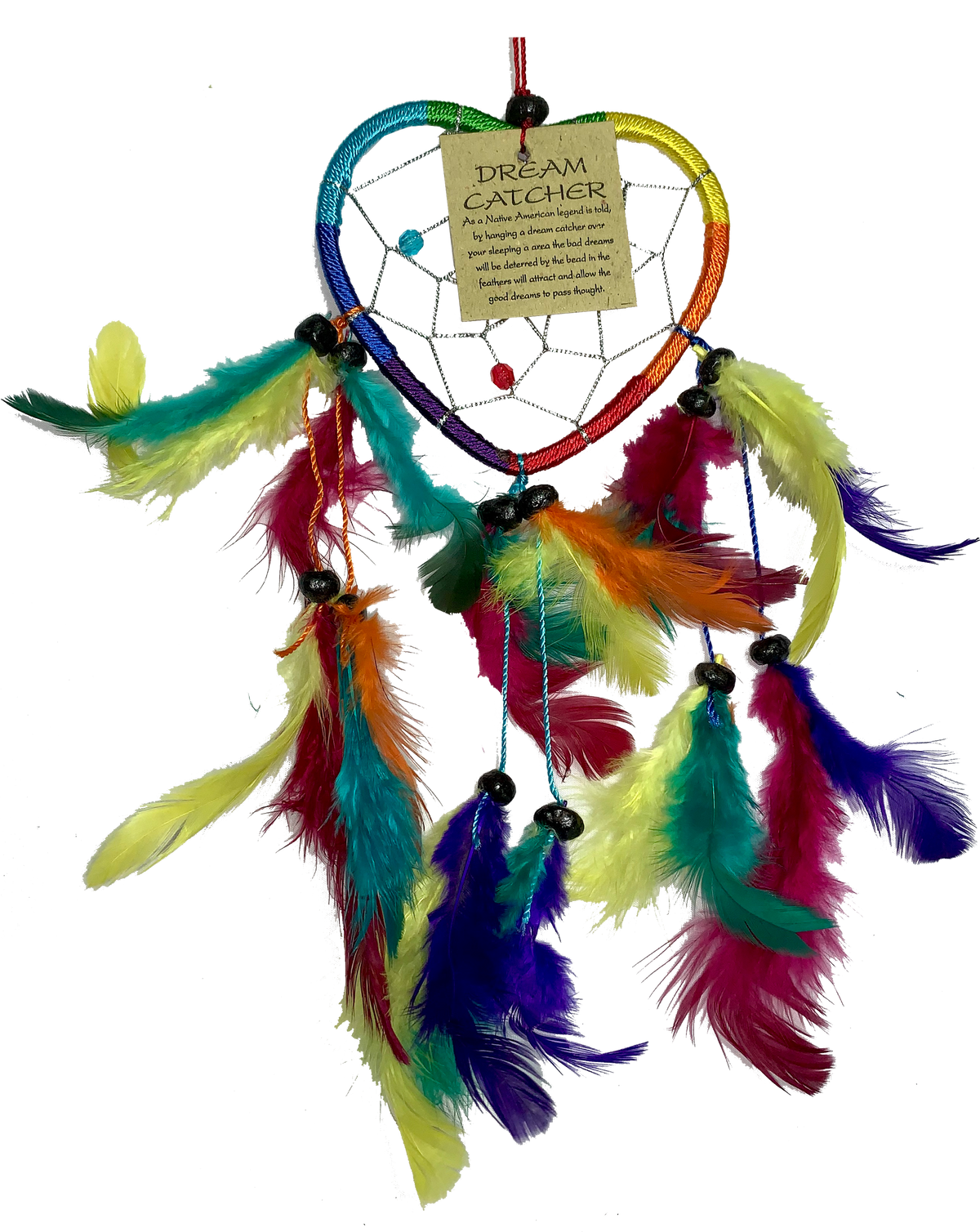 Rainbow Heart Dreamcatcher with Feathers - Various Sizes