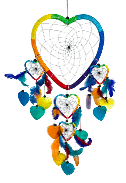 Rainbow Heart Dreamcatcher with Capiz - Various Sizes