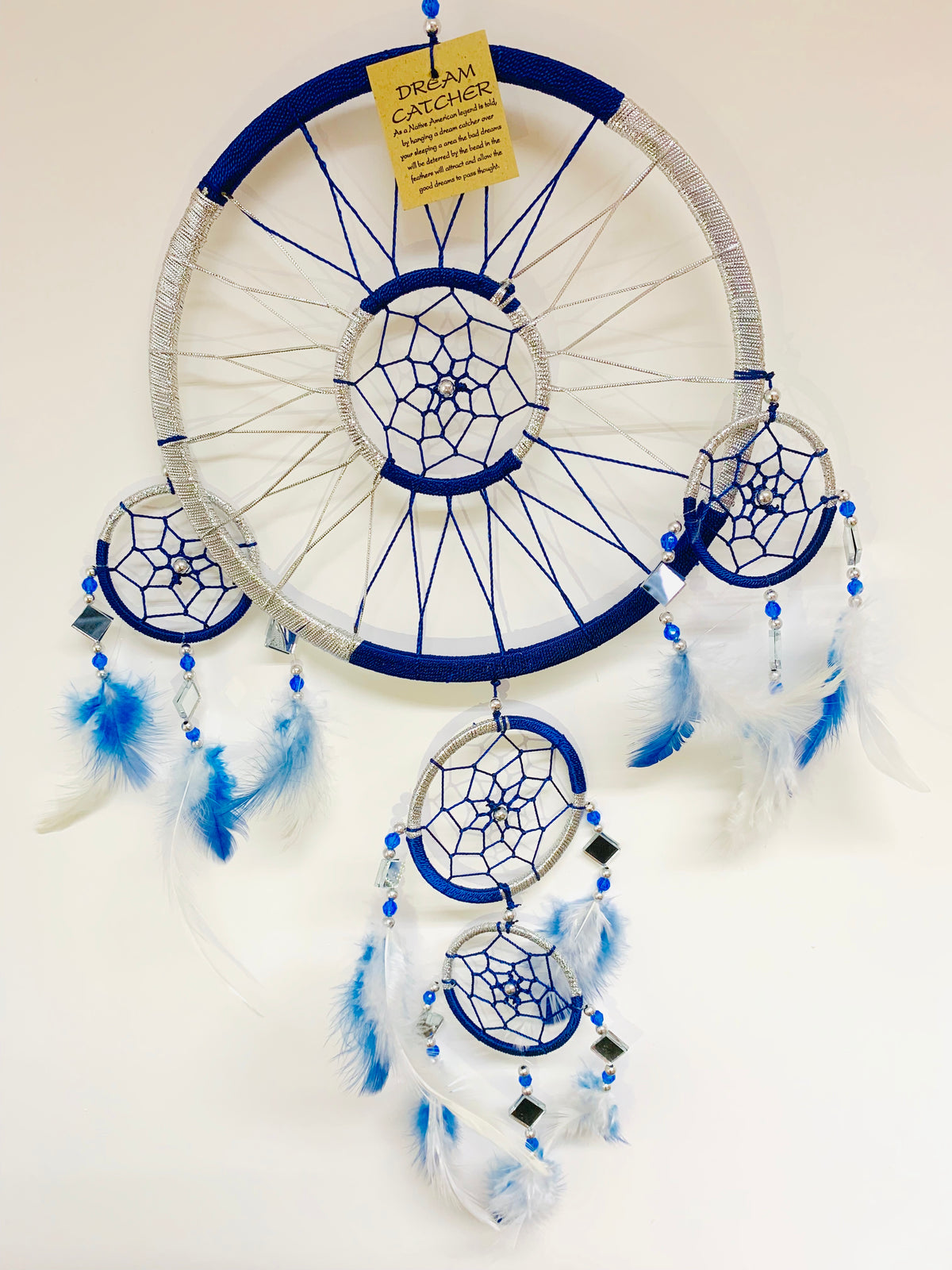 Blue & Silver Dreamcatcher with Mirror