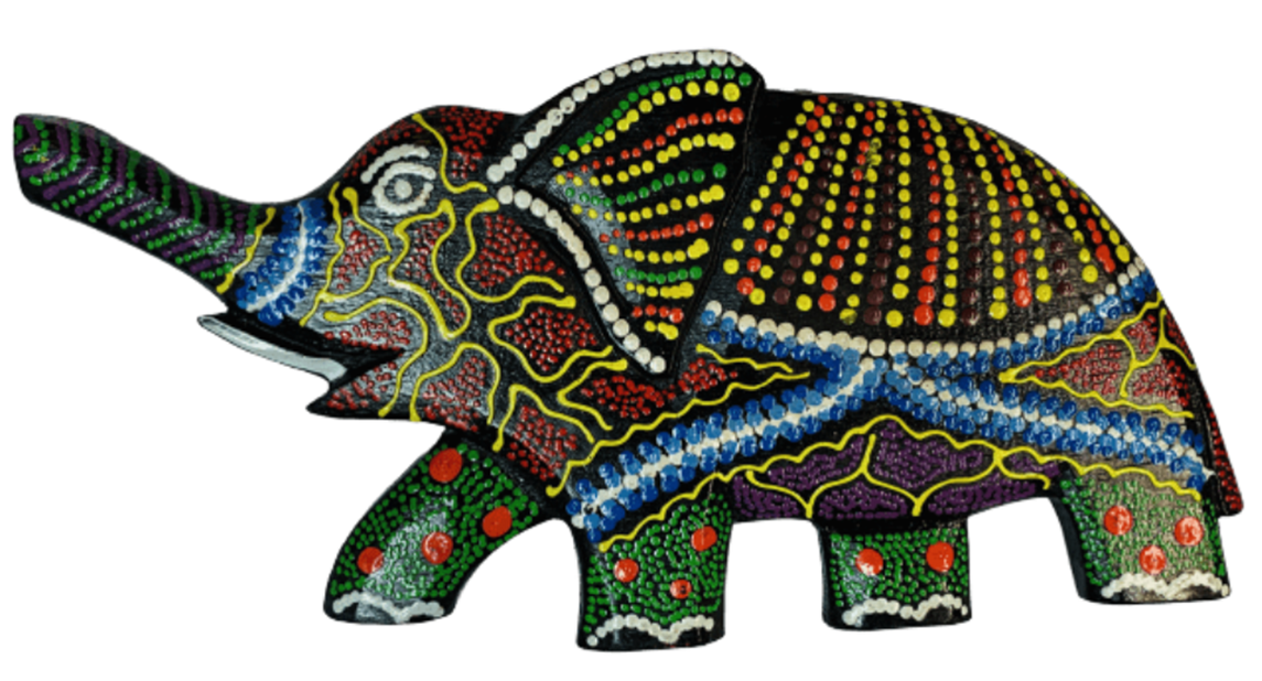 Painted Wooden Elephant
