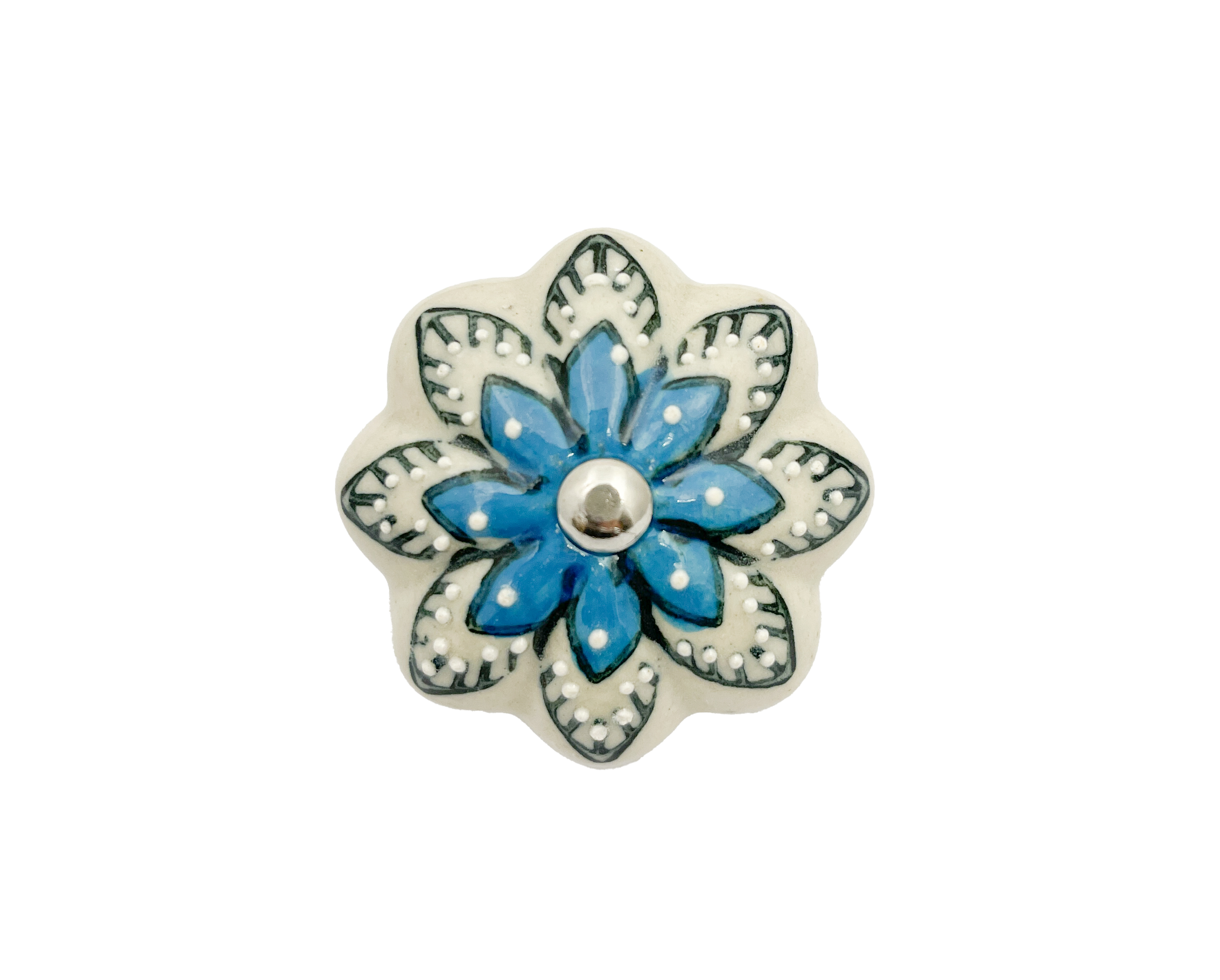 Blue & White Flower Ceramic Door Knobs - Assorted Designs