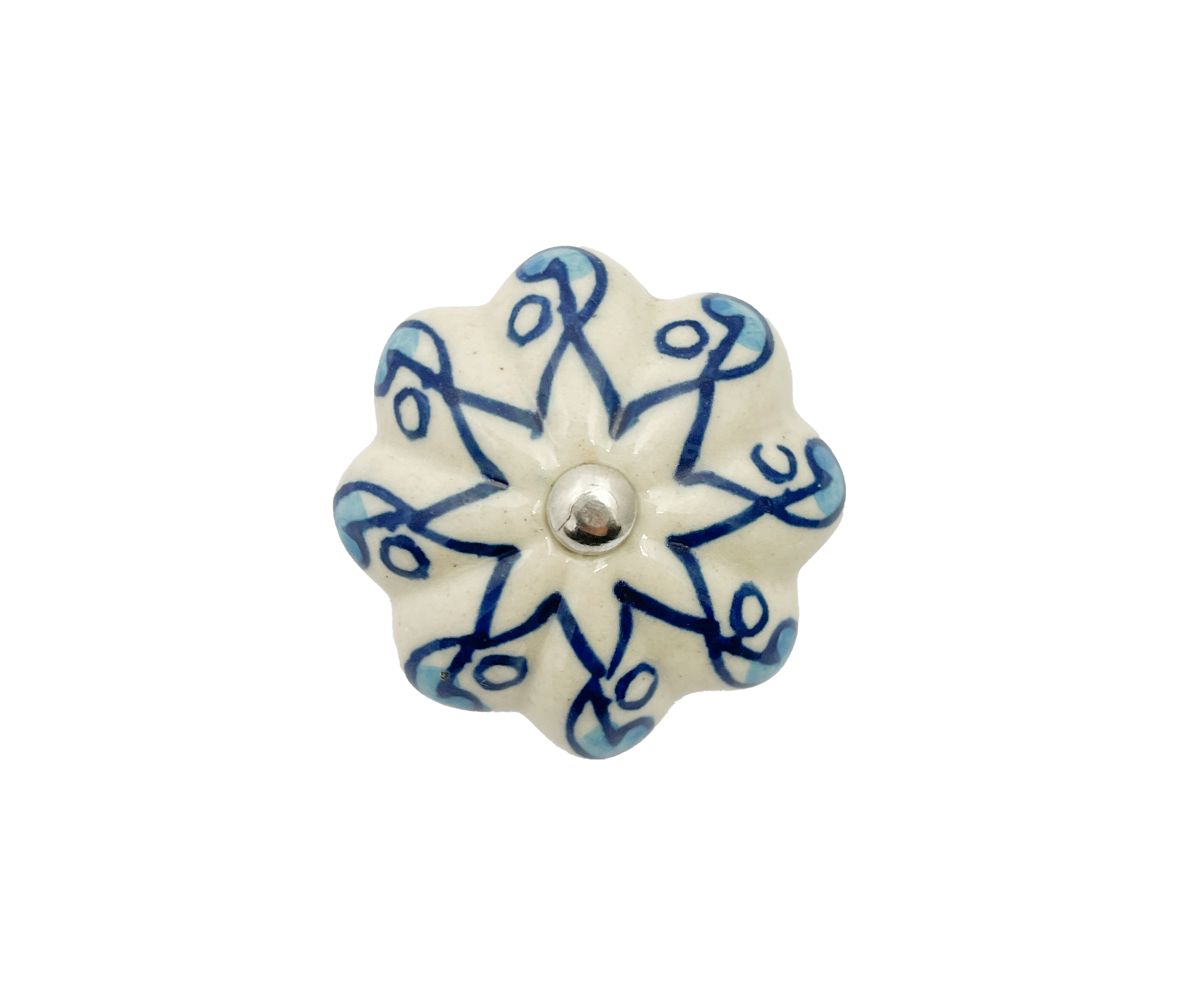 Blue & White Flower Ceramic Door Knobs - Assorted Designs