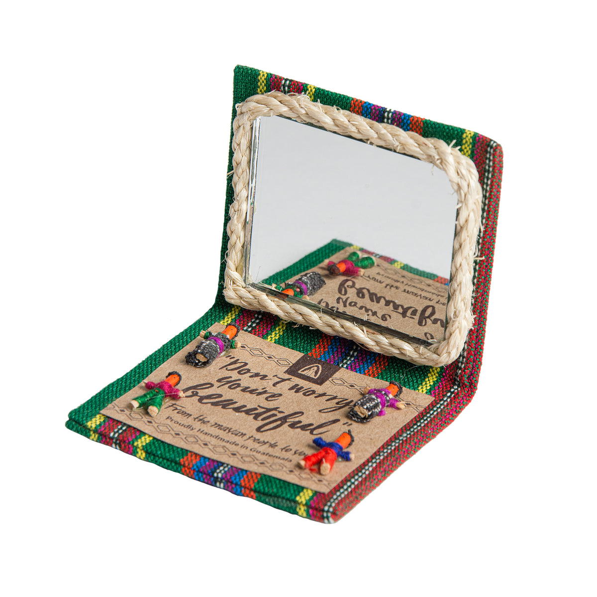 Mayan Worry Doll Rectangle Mirror in Woven Wallet