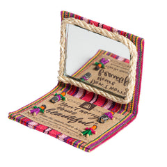 Mayan Worry Doll Rectangle Mirror in Woven Wallet