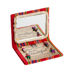 Mayan Worry Doll Rectangle Mirror in Woven Wallet