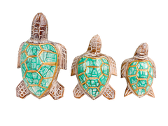 Wooden Painted Turtles Set of 3 - Green