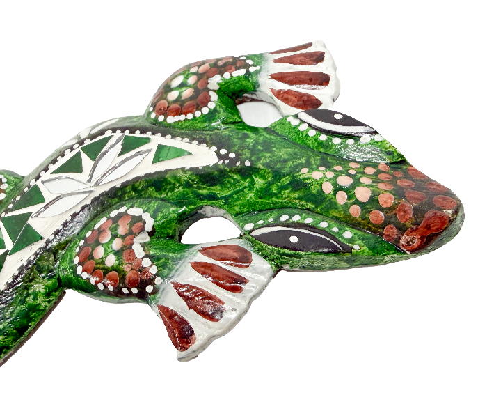 Wood Gecko With Mosaic Glass Green - Various Sizes
